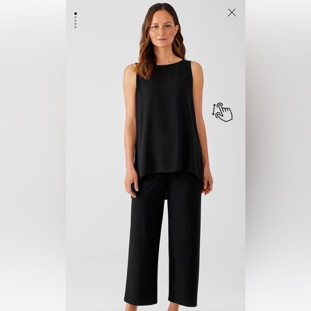 Eileen Fisher Petites Washable Stretch Crepe Straight Gray Pant Size PL